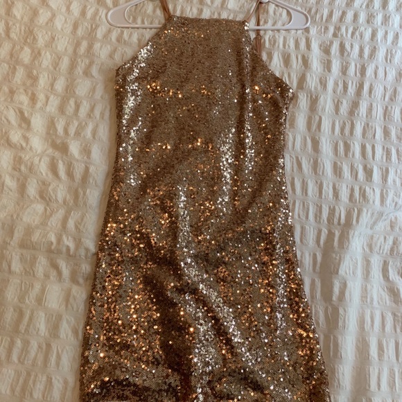 Lulus Rosegold Sequin Mini-Dress - Picture 2 of 6